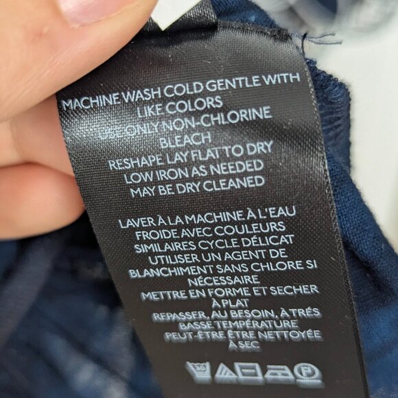 PILCRO | Navy Embroidered Flutter Sleeve Top Size Small - Picture 7 of 8